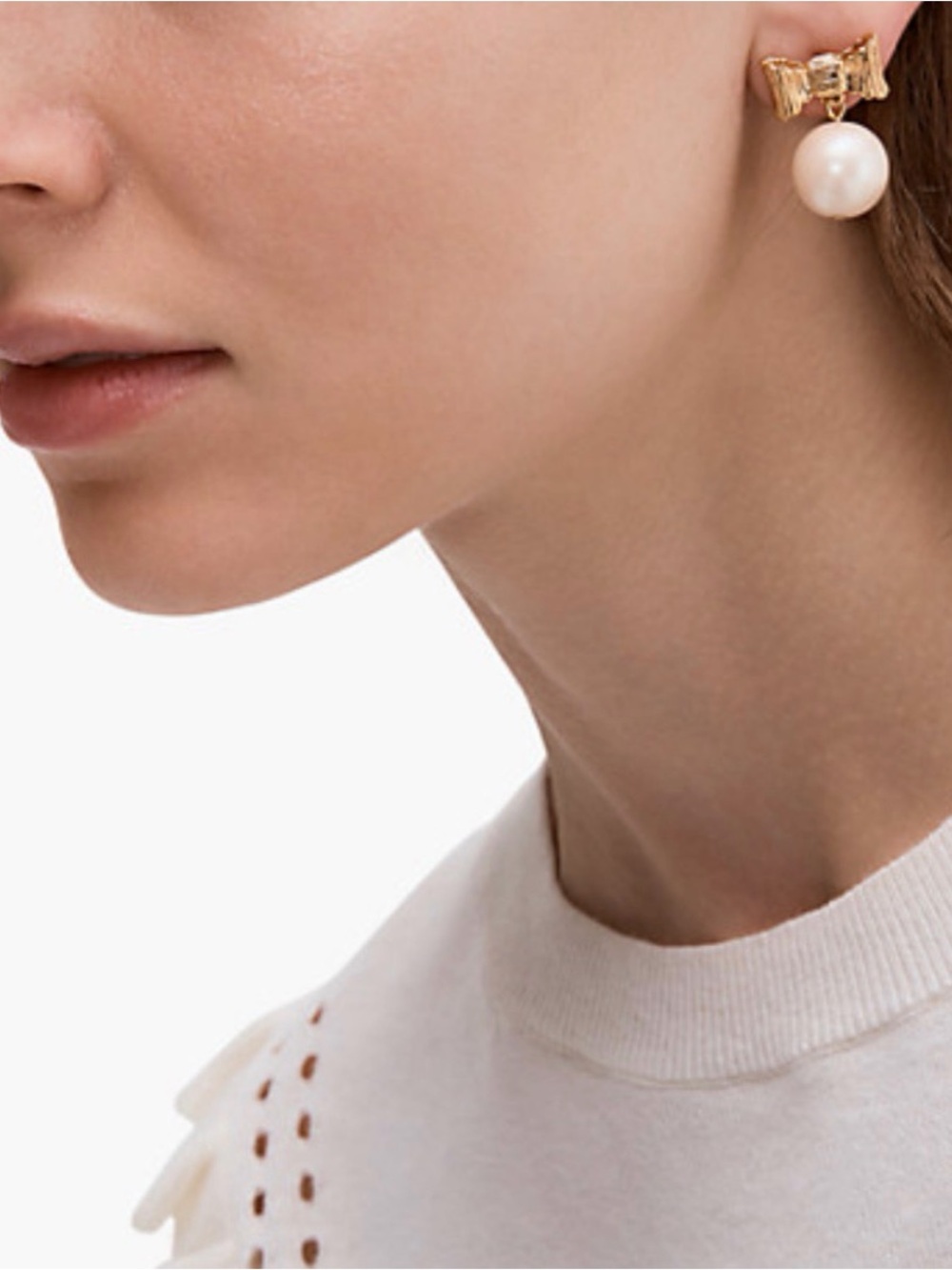 kate spade All Wrapped Up pearl bow drop earrings